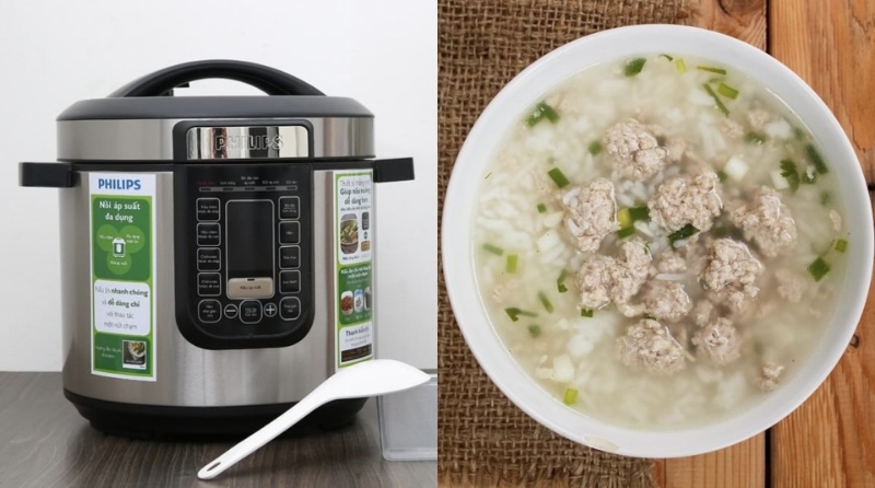 nấu cháo bằng nồi áp suất
