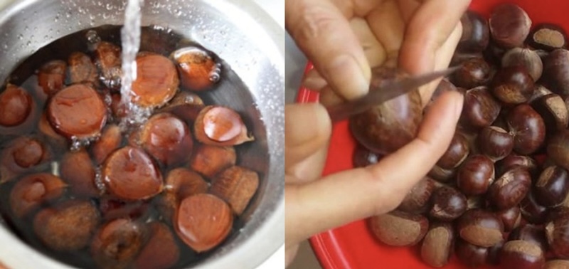 nướng hạt dẻ bằng nồi chiên không dầu